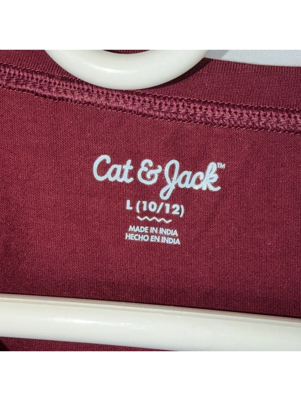 Cat & Jack Girls Size L 10/12 Burgundy Eyelet Flutter Sleeve Top